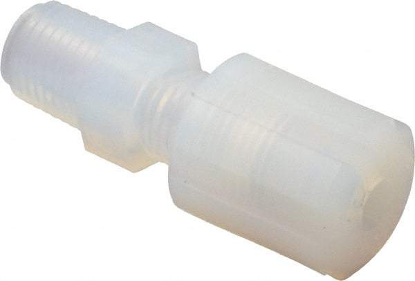 NewAge Industries - 1/4" Tube OD, PFA PTFE Plastic Compression Tube Male Connector - 1/4 NPT Pipe, 500°F Max, 1/4 Thread - Eagle Tool & Supply