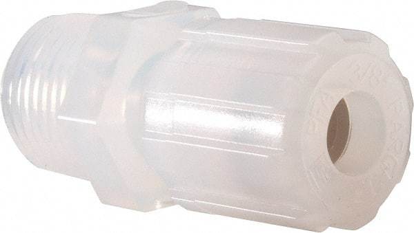 NewAge Industries - 3/8" Tube OD, PFA PTFE Plastic Compression Tube Male Connector - 1/2 NPT Pipe, 500°F Max, 1/2 Thread - Eagle Tool & Supply