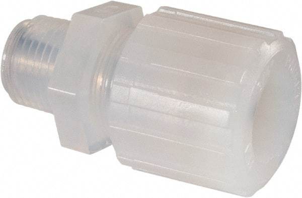NewAge Industries - 3/4" Tube OD, PFA PTFE Plastic Compression Tube Male Connector - 1/2 NPT Pipe, 500°F Max, 1/2 Thread - Eagle Tool & Supply