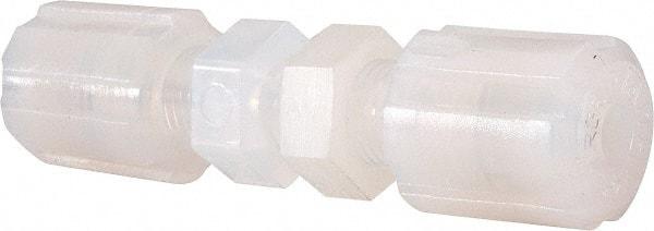 NewAge Industries - 1/4" Tube OD, PFA PTFE Plastic Compression Tube Bulkhead Union - 500°F Max - Eagle Tool & Supply