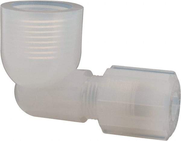 NewAge Industries - 3/8" Tube OD, PFA PTFE Plastic Compression Tube Female Elbow - 1/2 NPT Pipe, 500°F Max, 1/2 Thread - Eagle Tool & Supply