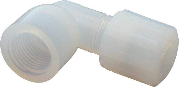 NewAge Industries - 1/2" Tube OD, PFA PTFE Plastic Compression Tube Female Elbow - 1/2 NPT Pipe, 500°F Max, 1/2 Thread - Eagle Tool & Supply