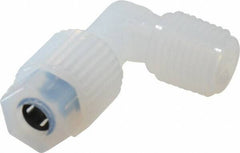 NewAge Industries - 1/4" Tube OD, PFA PTFE Plastic Compression Tube Male Elbow - 1/4 NPT Pipe, 500°F Max, 1/4 Thread - Eagle Tool & Supply