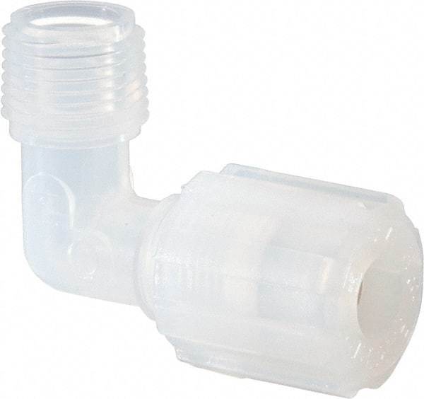 NewAge Industries - 3/8" Tube OD, PFA PTFE Plastic Compression Tube Male Elbow - 3/8 NPT Pipe, 500°F Max, 3/8 Thread - Eagle Tool & Supply