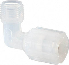 NewAge Industries - 3/8" Tube OD, PFA PTFE Plastic Compression Tube Male Elbow - 3/8 NPT Pipe, 500°F Max, 3/8 Thread - Eagle Tool & Supply