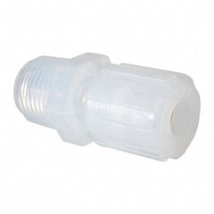 NewAge Industries - 3/8" Tube OD, PFA PTFE Plastic Compression Tube Male Elbow - 1/2 NPT Pipe, 500°F Max, 1/2 Thread - Eagle Tool & Supply