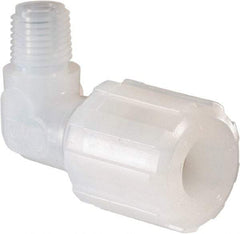 NewAge Industries - 1/2" Tube OD, PFA PTFE Plastic Compression Tube Male Elbow - 1/4 NPT Pipe, 500°F Max, 1/4 Thread - Eagle Tool & Supply