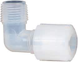 NewAge Industries - 1/2" Tube OD, PFA PTFE Plastic Compression Tube Male Elbow - 3/8 NPT Pipe, 500°F Max, 3/8 Thread - Eagle Tool & Supply
