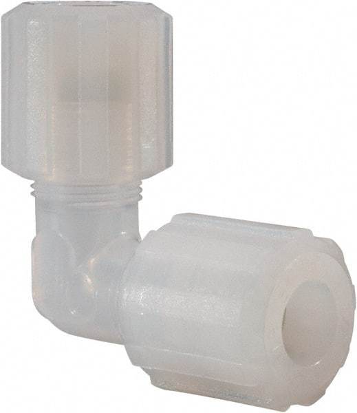 NewAge Industries - 1/2" Tube OD, PFA PTFE Plastic Compression Tube Union Elbow - 500°F Max - Eagle Tool & Supply