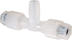 NewAge Industries - 1/4" Tube OD, PFA PTFE Plastic Compression Tube Male Branch Tee - 1/8 NPT Pipe, 500°F Max, 1/8 Thread - Eagle Tool & Supply