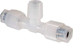 NewAge Industries - 1/4" Tube OD, PFA PTFE Plastic Compression Tube Male Branch Tee - 1/4 NPT Pipe, 500°F Max, 1/4 Thread - Eagle Tool & Supply