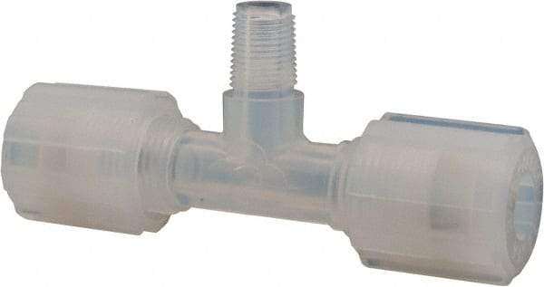 NewAge Industries - 1/4" Tube OD, PFA PTFE Plastic Compression Tube Male Branch Tee - 3/8 NPT Pipe, 500°F Max, 3/8 Thread - Eagle Tool & Supply