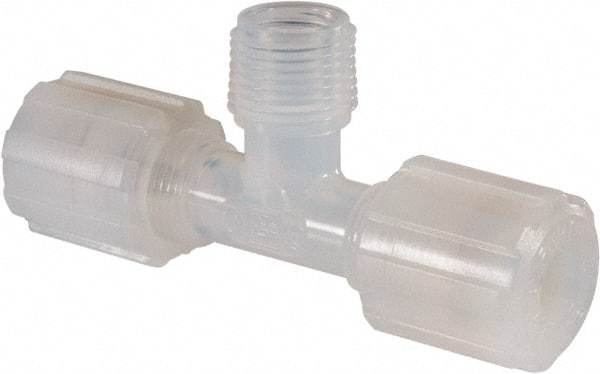 NewAge Industries - 3/8" Tube OD, PFA PTFE Plastic Compression Tube Male Branch Tee - 3/8 NPT Pipe, 500°F Max, 3/8 Thread - Eagle Tool & Supply
