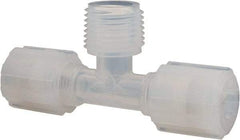 NewAge Industries - 3/8" Tube OD, PFA PTFE Plastic Compression Tube Male Branch Tee - 1/2 NPT Pipe, 500°F Max, 1/2 Thread - Eagle Tool & Supply