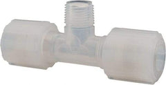 NewAge Industries - 1/2" Tube OD, PFA PTFE Plastic Compression Tube Male Branch Tee - 3/8 NPT Pipe, 500°F Max, 3/8 Thread - Eagle Tool & Supply