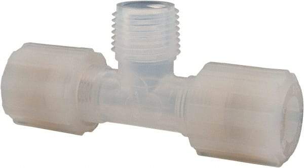 NewAge Industries - 1/2" Tube OD, PFA PTFE Plastic Compression Tube Male Branch Tee - 1/2 NPT Pipe, 500°F Max, 1/2 Thread - Eagle Tool & Supply