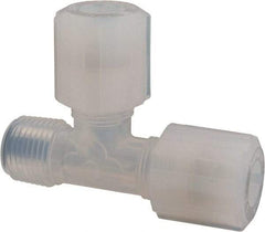 NewAge Industries - 1/2" Tube OD, PFA PTFE Plastic Compression Tube Male Run Tee - 1/2 NPT Pipe, 500°F Max, 1/2 Thread - Eagle Tool & Supply