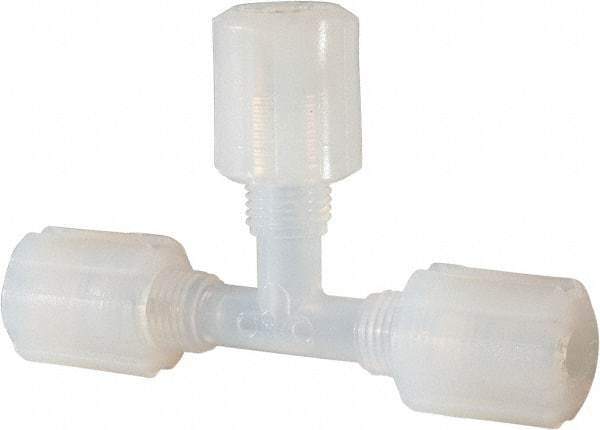 NewAge Industries - 1/4" Tube OD, PFA PTFE Plastic Compression Tube Union Tee - 500°F Max - Eagle Tool & Supply