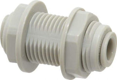 Value Collection - 1/4" Outside Diam, Acetal Push-to-Connect Tube Bulkhead Union - 150 Max psi - Eagle Tool & Supply