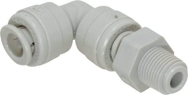 Value Collection - 1/4" Outside Diam, 1/8 NPT, Acetal Push-to-Connect Tube Male Swivel Elbow - 150 Max psi - Eagle Tool & Supply