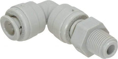 Value Collection - 1/4" Outside Diam, 1/8 NPT, Acetal Push-to-Connect Tube Male Swivel Elbow - 150 Max psi - Eagle Tool & Supply