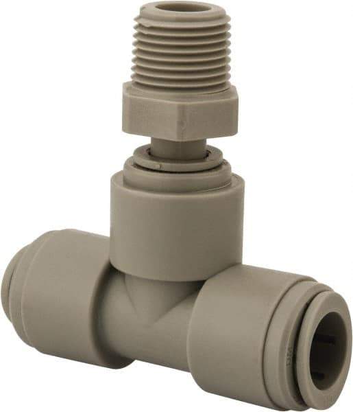 Value Collection - 1/2" Outside Diam, 3/8 NPT, Acetal Push-to-Connect Male Swivel Branch Tee - 150 Max psi - Eagle Tool & Supply