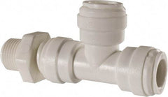 Value Collection - 1/2" Outside Diam, 3/8 NPT, Acetal Push-to-Connect Tube Male Swivel Run Tee - 150 Max psi - Eagle Tool & Supply