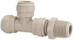 Value Collection - 1/2" Outside Diam, 1/2 NPT, Acetal Push-to-Connect Tube Male Swivel Run Tee - 150 Max psi - Eagle Tool & Supply