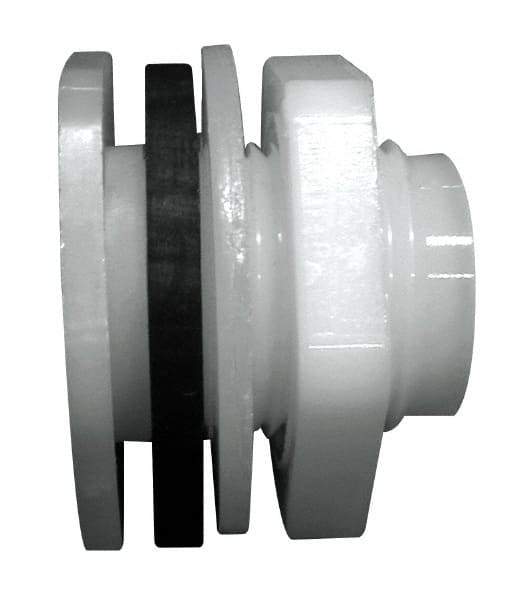 Green Leaf - 1/2 Polypropylene Threaded Tube Bulkhead Fitting - 0.753" ID, 75 Max Working psi - Eagle Tool & Supply