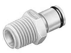 CPC Colder Products - 1/8" Nominal Flow, 1/8 BSPT Thread, Male, Inline Threaded-Male Plug - 120 Max psi, -40 to 180°F, Acetal Coupling, Buna-N O-Ring - Eagle Tool & Supply