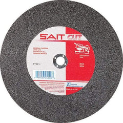 Sait - 10" 36 Grit Aluminum Oxide Cutoff Wheel - 1/8" Thick, 5/8" Arbor, 6,100 Max RPM, Use with Stationary Tools - Eagle Tool & Supply