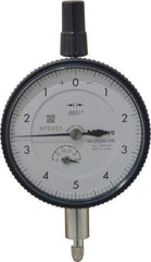 Mitutoyo - 0.05" Range, 0-5-0 Dial Reading, 0.0001" Graduation Dial Drop Indicator - 2-3/16" Dial, 0.01" Range per Revolution, 0.0002" Accuracy, Revolution Counter - Eagle Tool & Supply