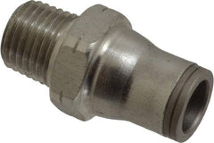 Legris - 3/8" Outside Diam, 1/4 NPT, Stainless Steel Push-to-Connect Male Connector - 435 Max psi, Tube to Male NPT Connection, FKM O-Ring - Eagle Tool & Supply