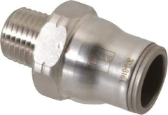Legris - 1/2" Outside Diam, 1/4 NPT, Stainless Steel Push-to-Connect Male Connector - 435 Max psi, Tube to Male NPT Connection, FKM O-Ring - Eagle Tool & Supply
