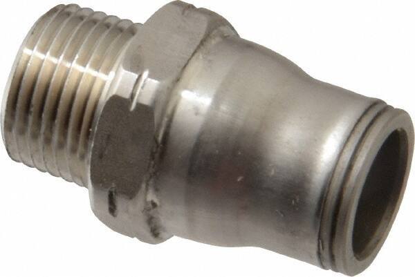 Legris - 1/2" Outside Diam, 3/8 NPT, Stainless Steel Push-to-Connect Male Connector - 435 Max psi, Tube to Male NPT Connection, FKM O-Ring - Eagle Tool & Supply