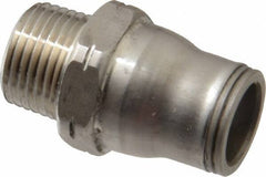 Legris - 1/2" Outside Diam, 3/8 NPT, Stainless Steel Push-to-Connect Male Connector - 435 Max psi, Tube to Male NPT Connection, FKM O-Ring - Eagle Tool & Supply