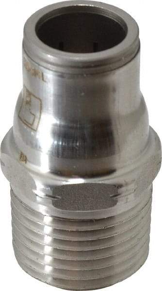 Legris - 1/2" Outside Diam, 1/2 NPT, Stainless Steel Push-to-Connect Male Connector - 435 Max psi, Tube to Male NPT Connection, FKM O-Ring - Eagle Tool & Supply