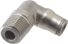 Legris - 1/4" Outside Diam, 1/4 NPT, Stainless Steel Push-to-Connect Male Elbow - 290 Max psi, Tube to Male NPT Connection, FKM O-Ring - Eagle Tool & Supply