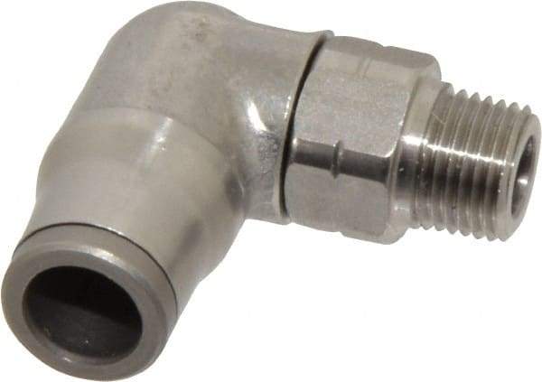 Legris - 5/16" Outside Diam, 1/8 NPT, Stainless Steel Push-to-Connect Male Elbow - 290 Max psi, Tube to Male NPT Connection, FKM O-Ring - Eagle Tool & Supply
