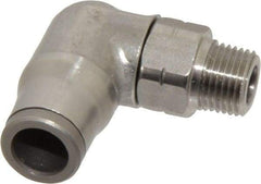 Legris - 5/16" Outside Diam, 1/8 NPT, Stainless Steel Push-to-Connect Male Elbow - 290 Max psi, Tube to Male NPT Connection, FKM O-Ring - Eagle Tool & Supply
