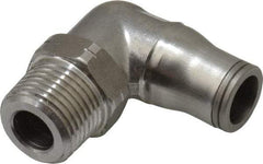 Legris - 3/8" Outside Diam, 3/8 NPT, Stainless Steel Push-to-Connect Male Elbow - 435 Max psi, Tube to Male NPT Connection, FKM O-Ring - Eagle Tool & Supply