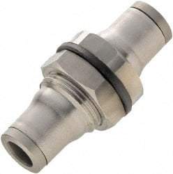 Legris - 5/16" Outside Diam, Stainless Steel Push-to-Connect Bulkhead Union - 435 Max psi, Tube to Tube Connection, FKM O-Ring - Eagle Tool & Supply