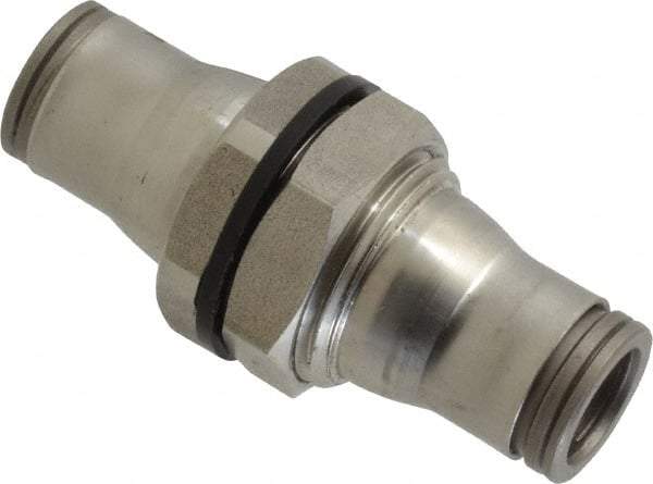 Legris - 3/8" Outside Diam, Stainless Steel Push-to-Connect Bulkhead Union - 435 Max psi, FKM O-Ring, Tube to Tube - Eagle Tool & Supply