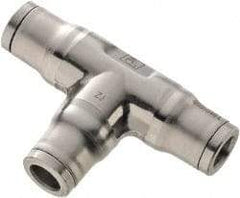 Legris - 5/32" Outside Diam, Stainless Steel Push-to-Connect Union Tee - 435 Max psi, Tube to Tube Connection, FKM O-Ring - Eagle Tool & Supply