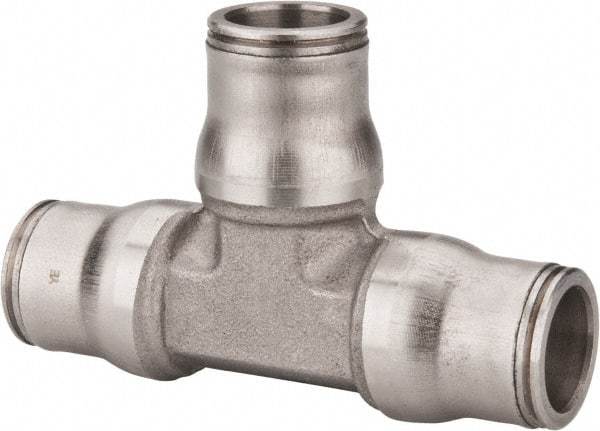 Legris - 1/2" Outside Diam, Stainless Steel Push-to-Connect Union Tee - 435 Max psi, Tube to Tube Connection, FKM O-Ring - Eagle Tool & Supply