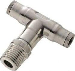 Legris - 5/32" Outside Diam, 1/8 NPT, Stainless Steel Push-to-Connect Male Branch Tee - 435 Max psi, FKM O-Ring, Tube to Male NPT - Eagle Tool & Supply