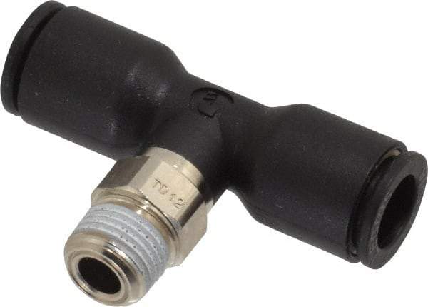 Legris - 5/16" OD, 1/8 NPT, Nylon/Nickel Plated Brass Push-to-Connect Male Branch Tee - 290 Max psi - Eagle Tool & Supply