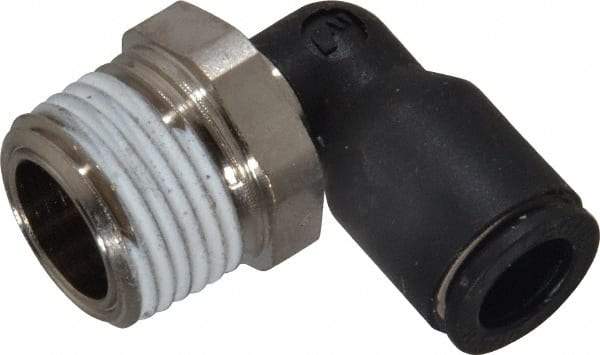 Legris - 5/16" OD, 3/8 NPT, Nylon/Nickel Plated Brass Push-to-Connect Male Elbow - 290 Max psi - Eagle Tool & Supply