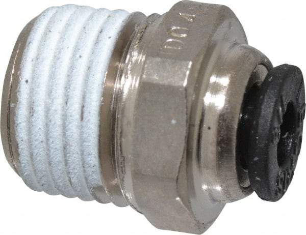 Legris - 3/16" Outside Diam, 1/8 NPT, Nickel Plated Brass Push-to-Connect Tube Male Connector - 290 Max psi, Tube to Male NPT Connection - Eagle Tool & Supply