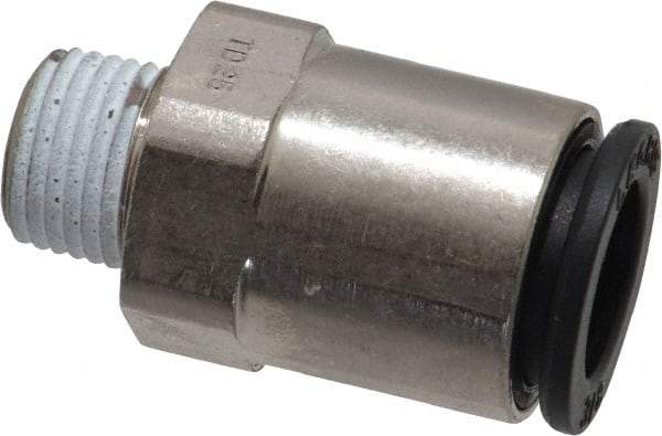Legris - 3/8" Outside Diam, 1/8 NPT, Nickel Plated Brass Push-to-Connect Tube Male Connector - 290 Max psi - Eagle Tool & Supply